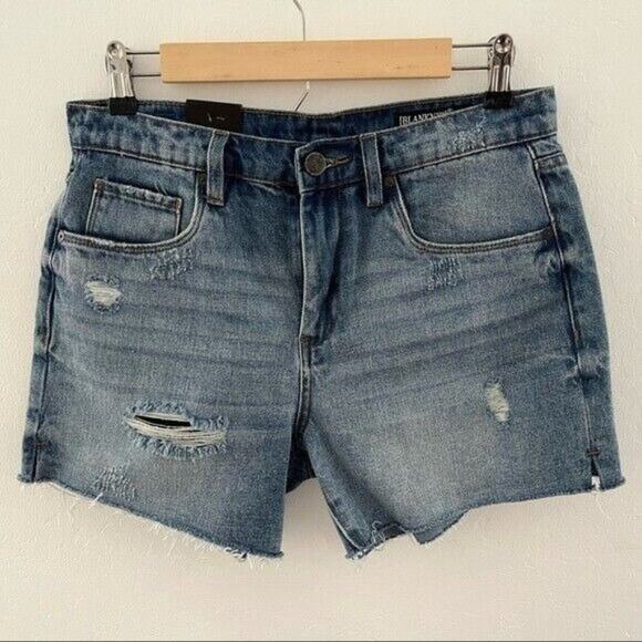 Blank NYC Bahama Mama Denim Shorts Jorts Cut Off Distressed Summer Size 27 NWT - Picture 1 of 12